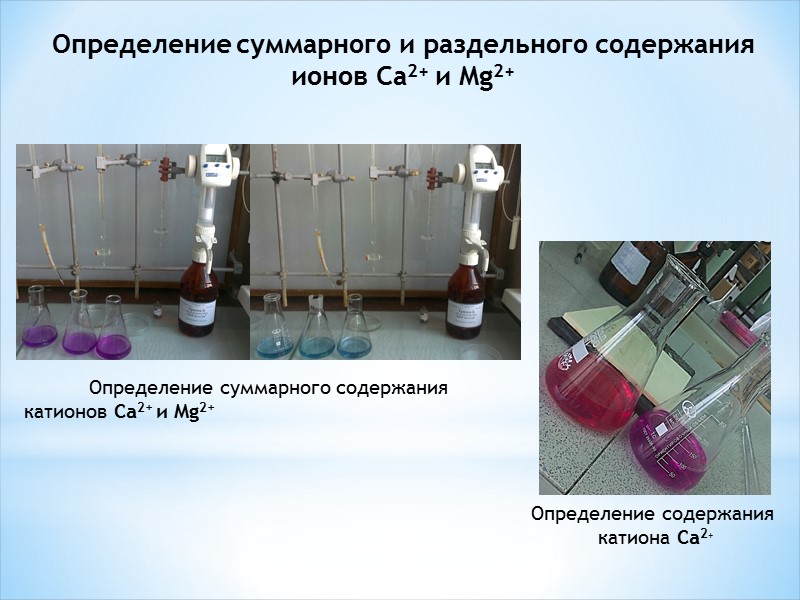 Определение суммарного и раздельного содержания ионов Са2+ и Mg2+ Определение содержания  катиона Са2+